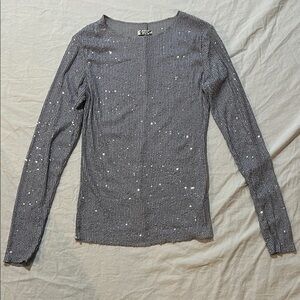 Free People Sequin Long Sleeve Top